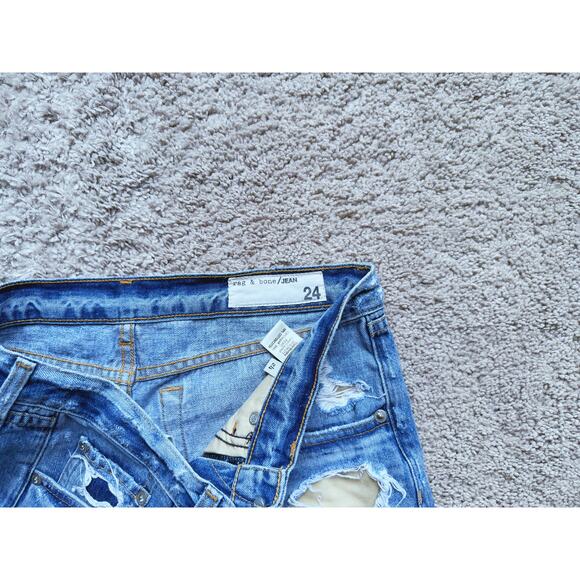Rag & Bone Distressed Denim Jean Shorts Rebel Blue Casual Classic Size 24 Fall - Picture 4 of 6